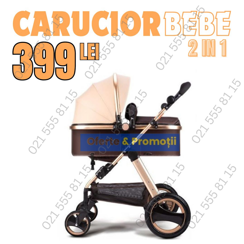 Cărucior Bebe 2 în 1 - Eleganță, Confort și Funcționalitate Premium