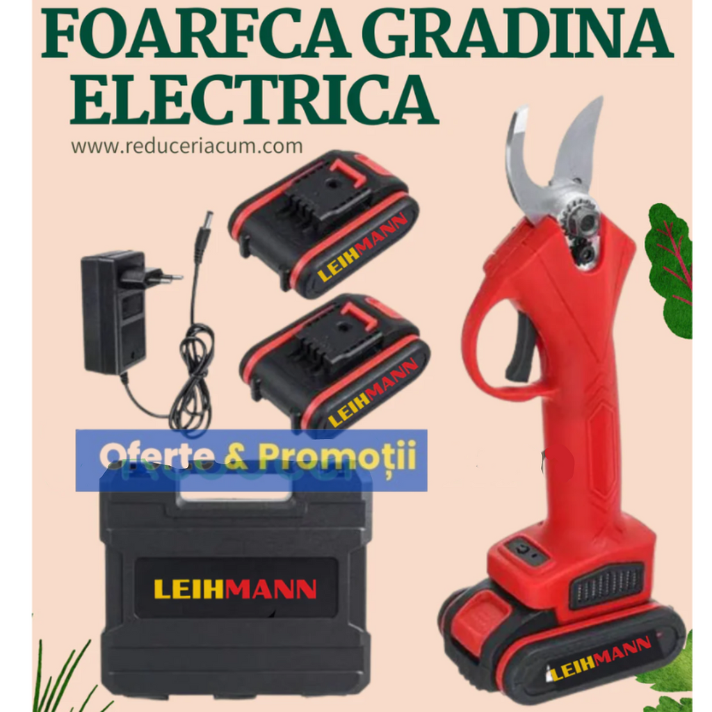 Foarfeca electrica pentru vita de vie, crengi, cu 2 Acumulatori 36V