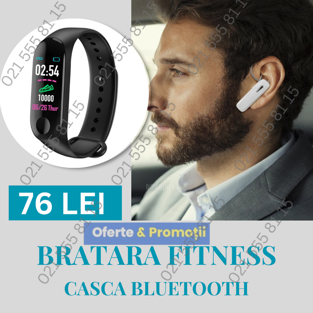 Pachet! Bratara fitness- model 3 + Casca bluetooth