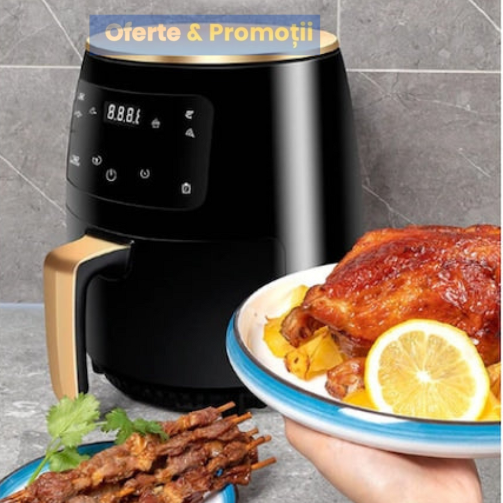 Friteuza fara Ulei cu aer cald, Functie de Coacere, 6LITRI, 2400WATT, TOP KING, LCD