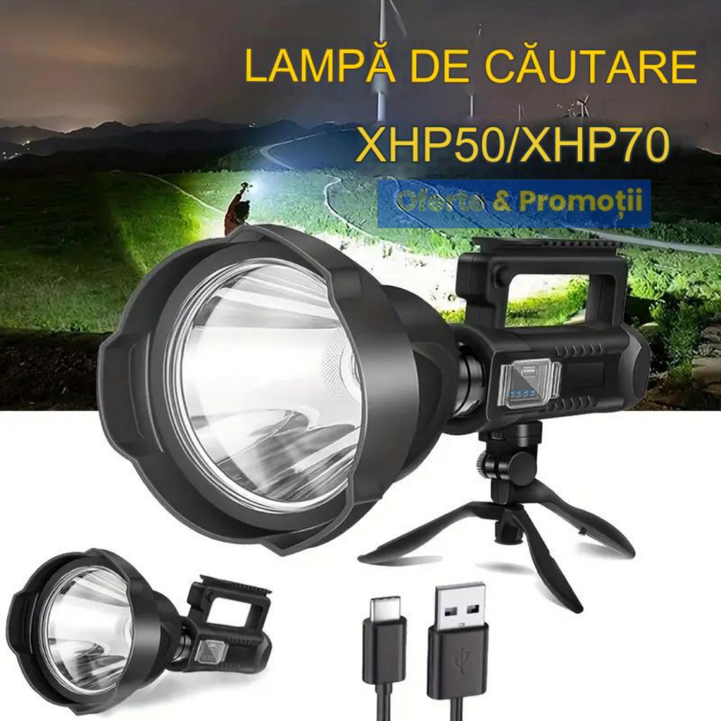 Lanterna de mana 2500 W, trepied, 4 moduri iluminare, Lumina 500 ,M