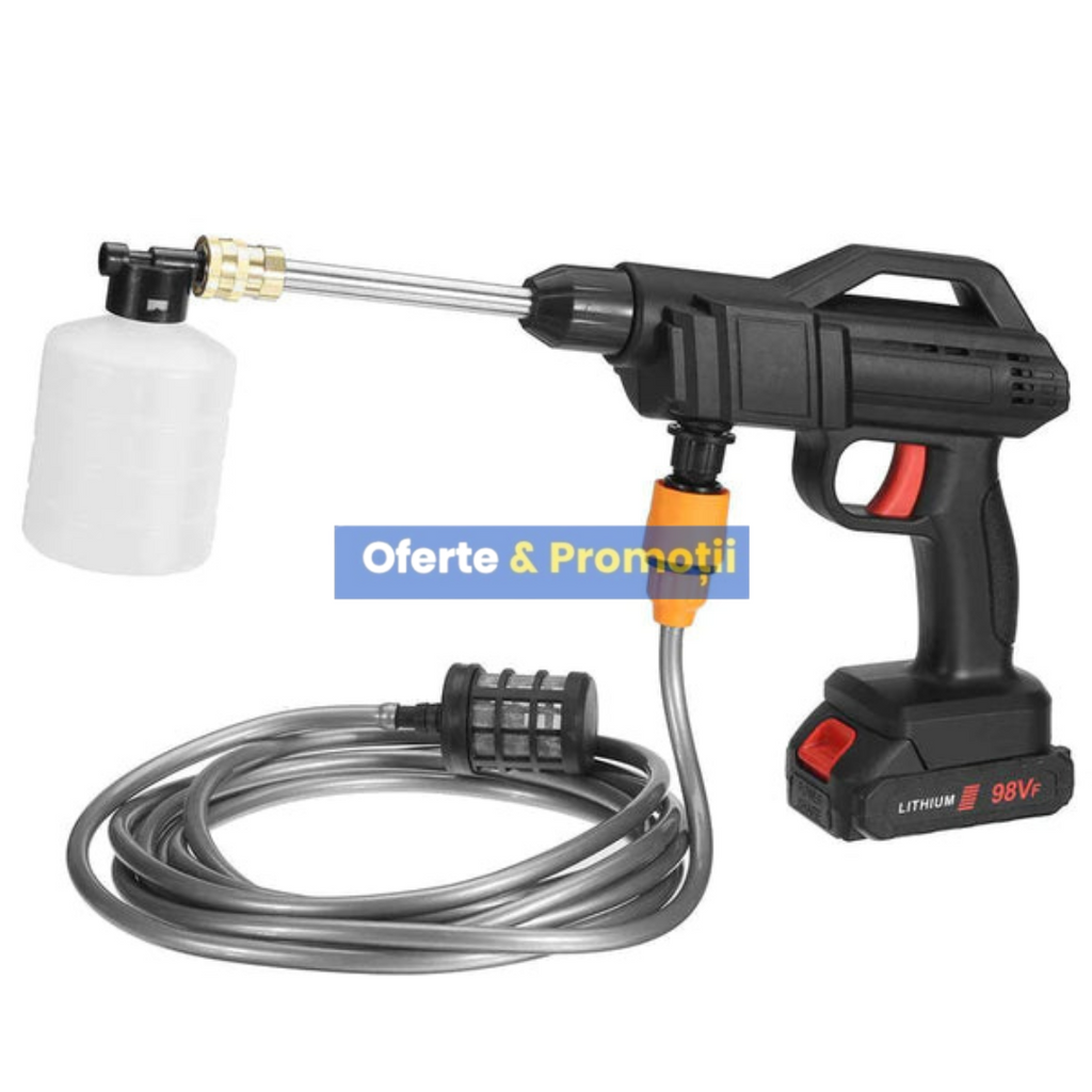 KIT Aparat de spalat cu presiune de 48V,2 acumulatori si cu rezervor pentru detergent!