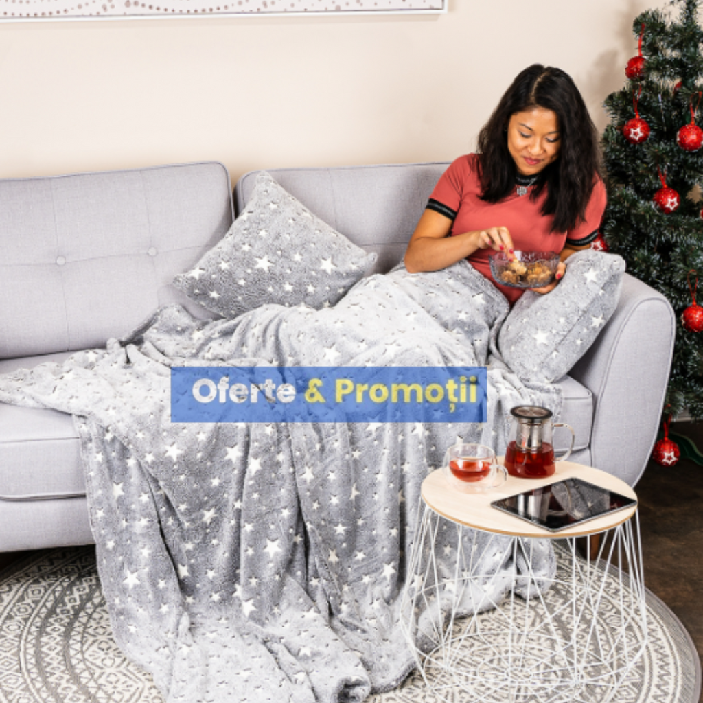 Patura Magic Blanket pentru copii, luminoasa si pufoasa, efect fosforescent 1 + 1 GRATUIT