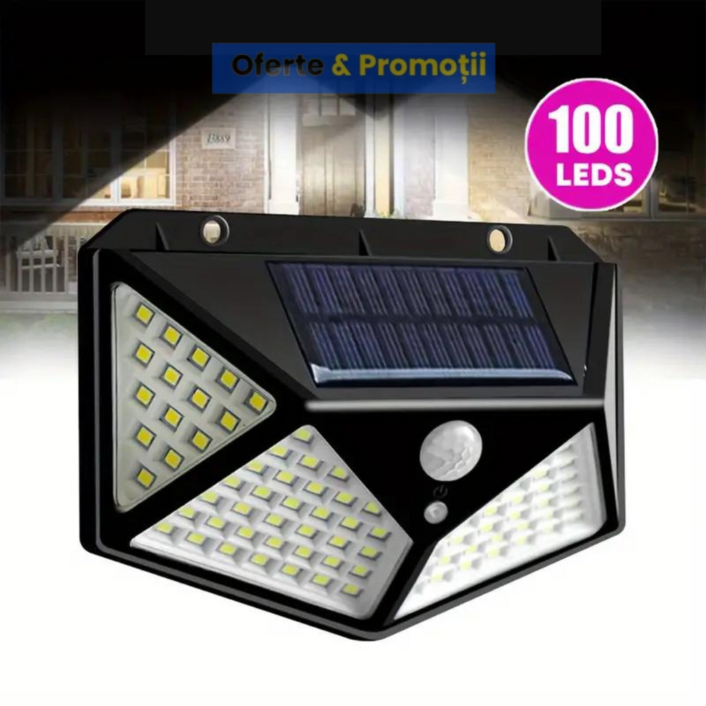 Lampa solara cu senzor de miscare, 100 LED