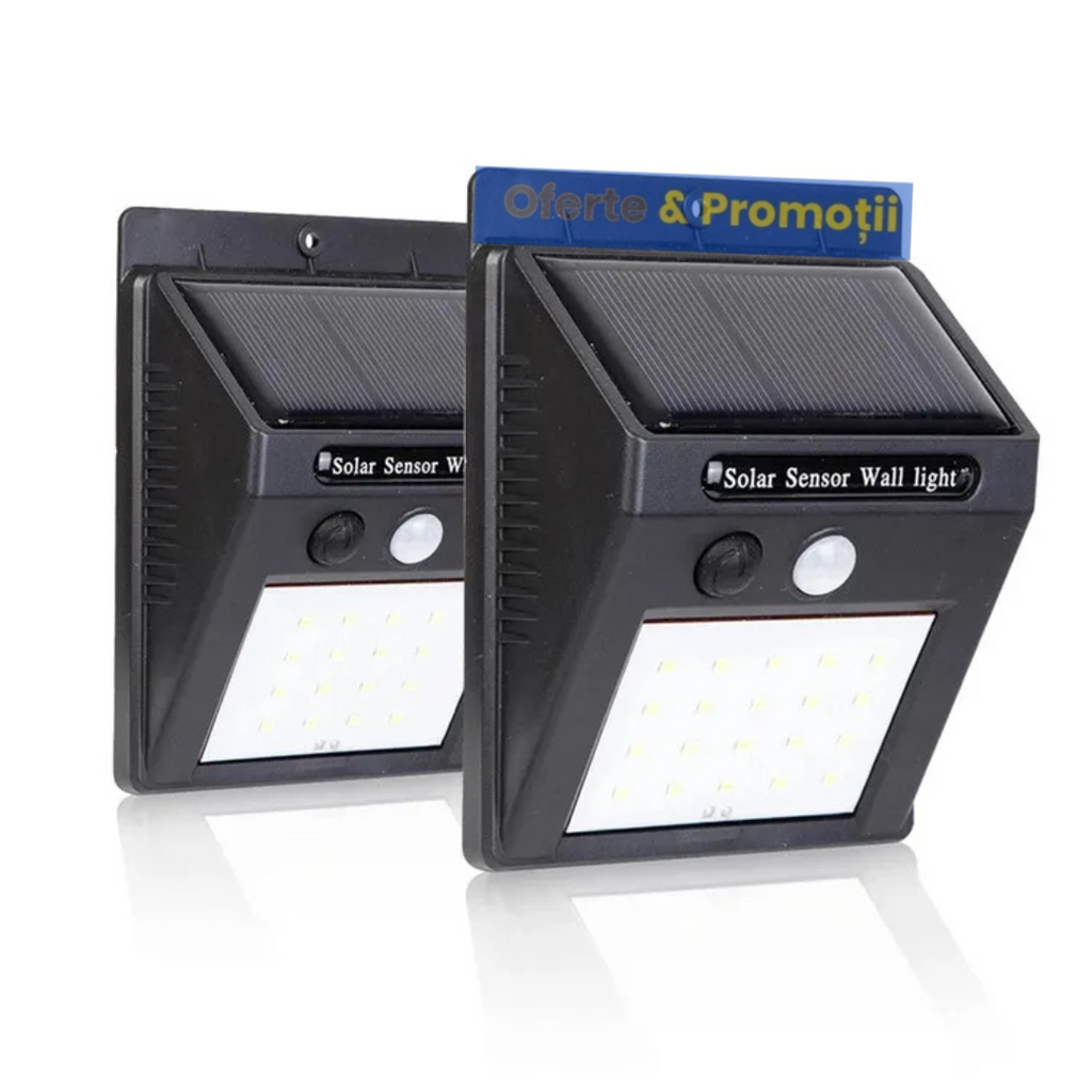 Set 2 x Lampa LED, solara, cu senzor de miscare