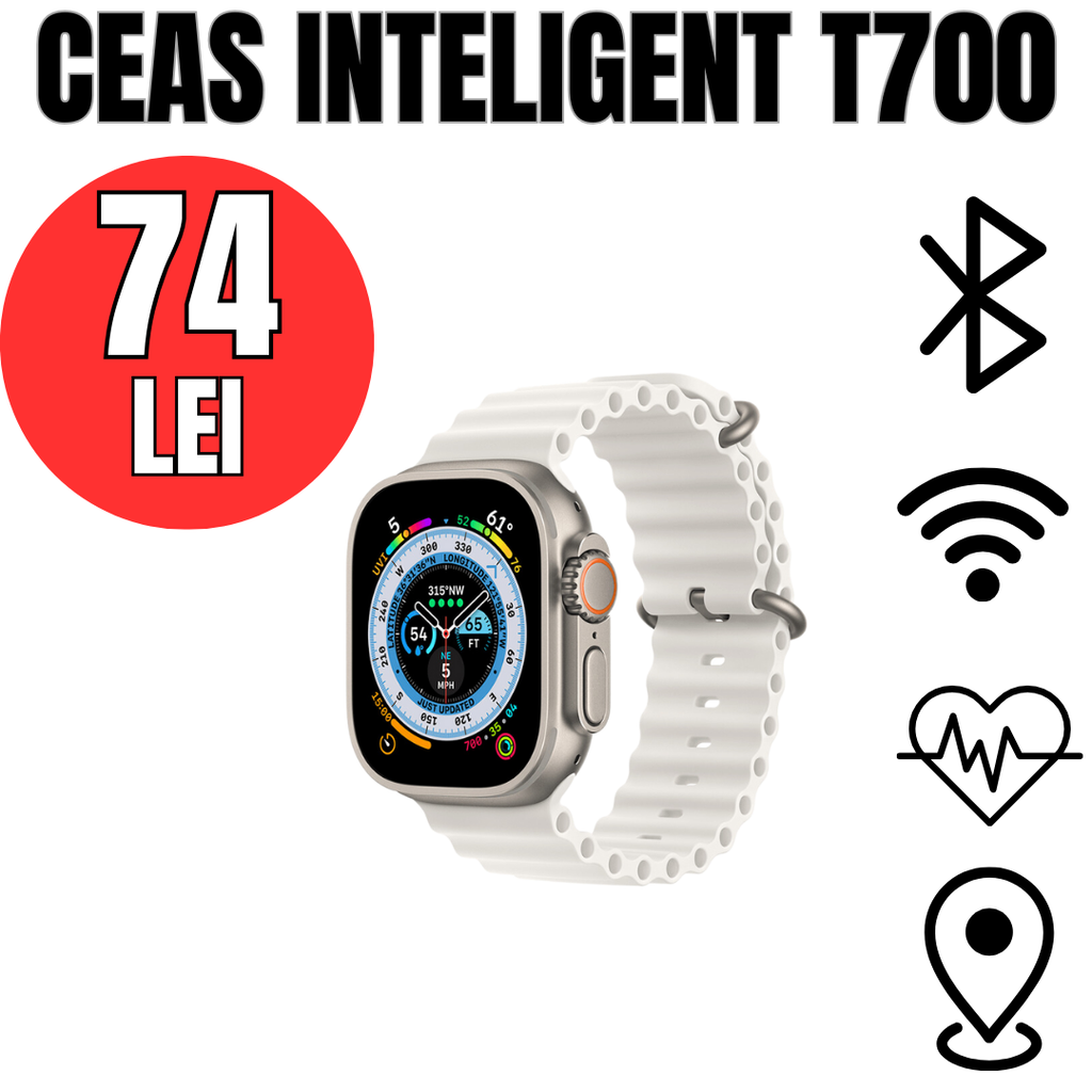 Ceas inteligent Ultra Plus, compatibil cu orice telefon, incarcare wireless