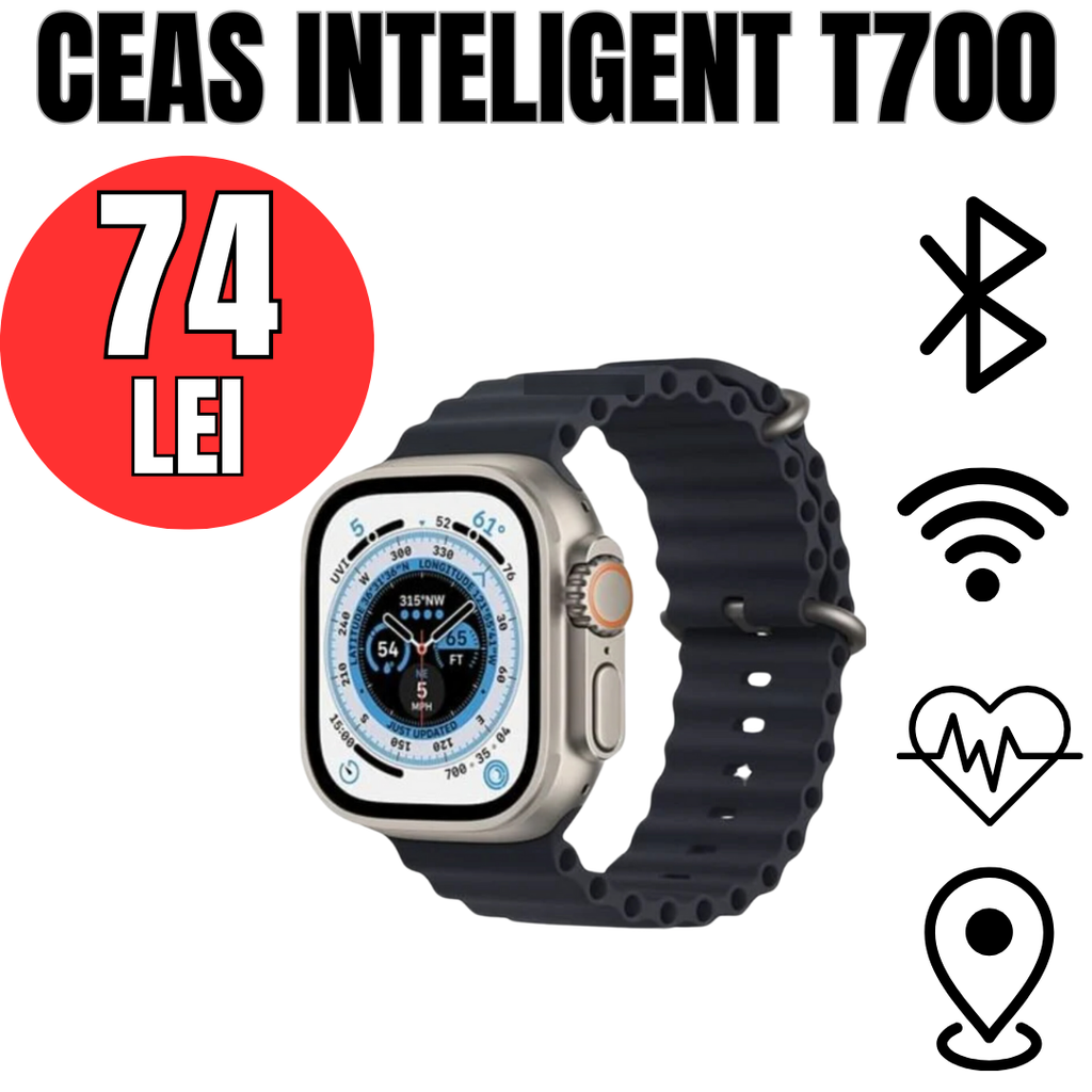 Ceas inteligent Ultra Plus, compatibil cu orice telefon, incarcare wireless