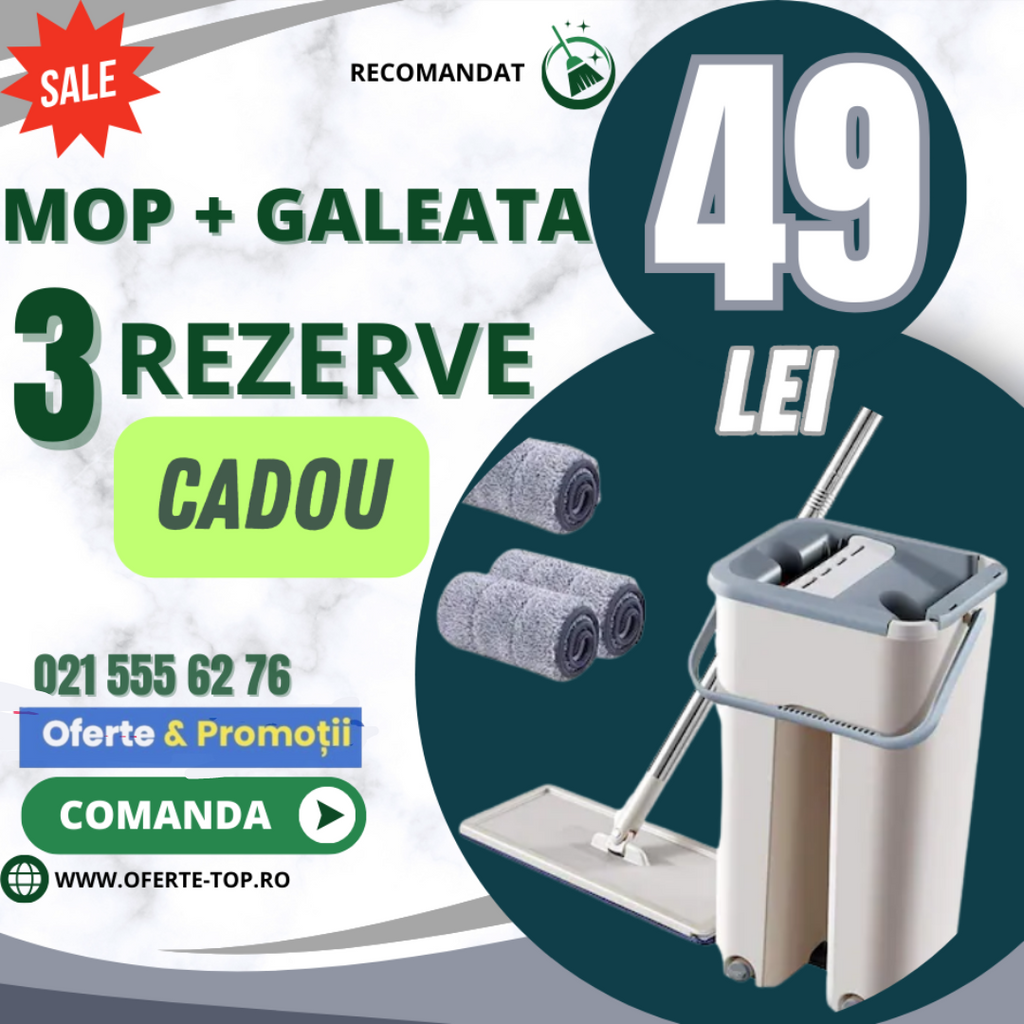 Mop cu galeata si 2 rezerve incluse