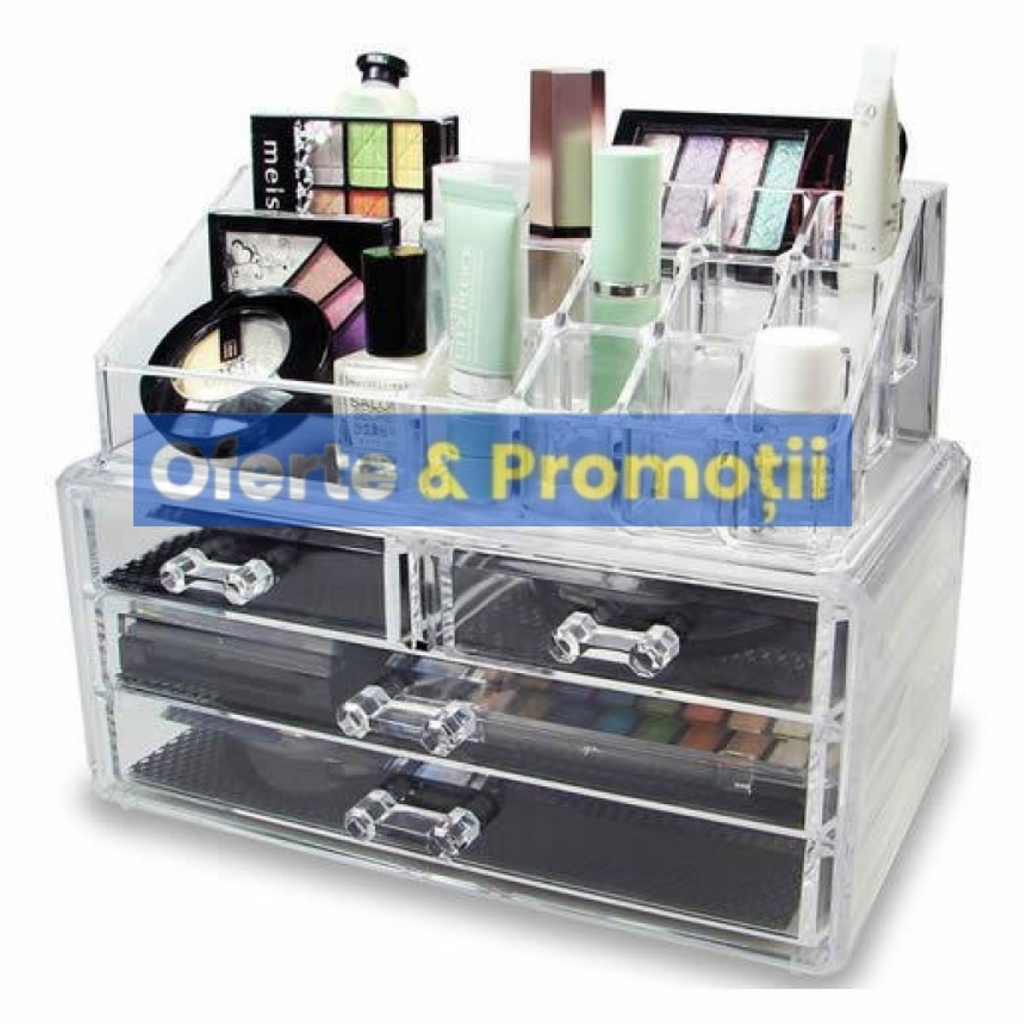 Organizator pentru cosmetice, cu sertare, incapator