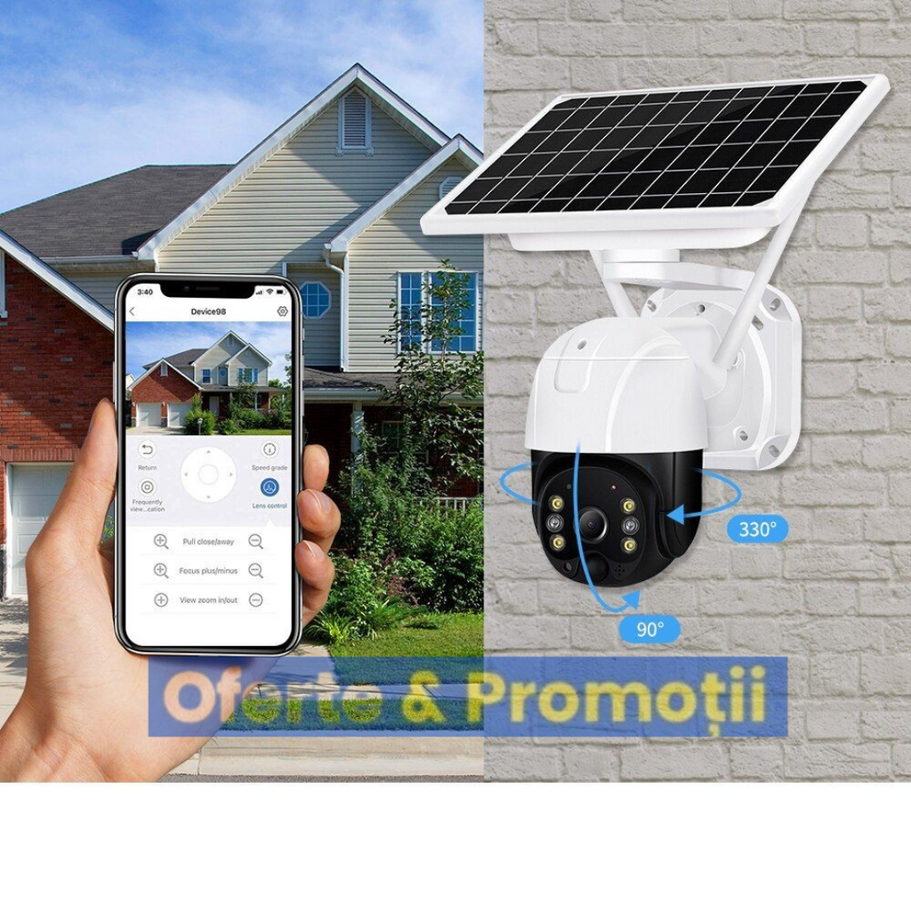 Camera de supraveghere, wireless, cu panou solar, 1080p, WiFi,4G, infrarosu