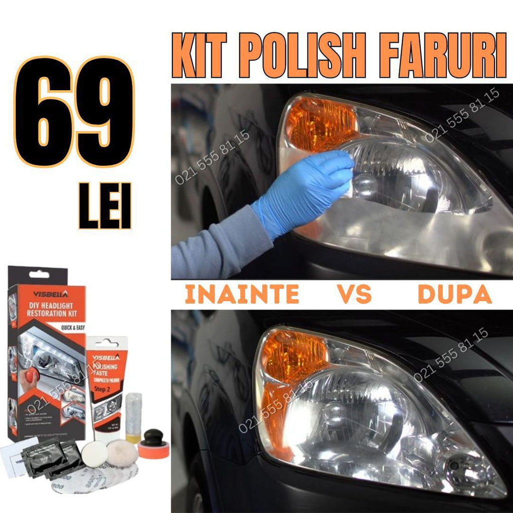 Kit polish auto profesional pentru faruri cu multiple accesorii